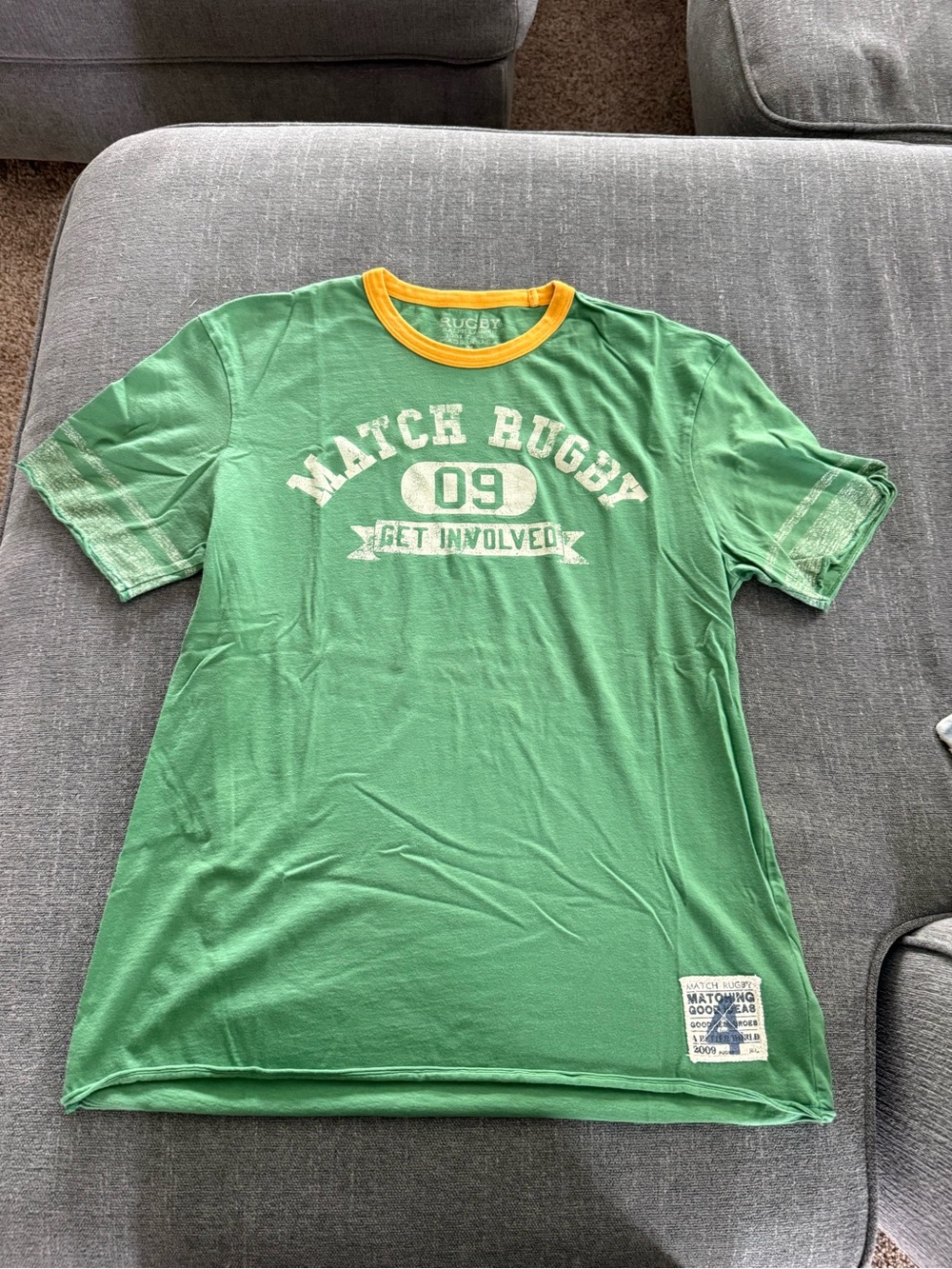 Rugby Ralph Lauren Green Tee with Yellow Trim